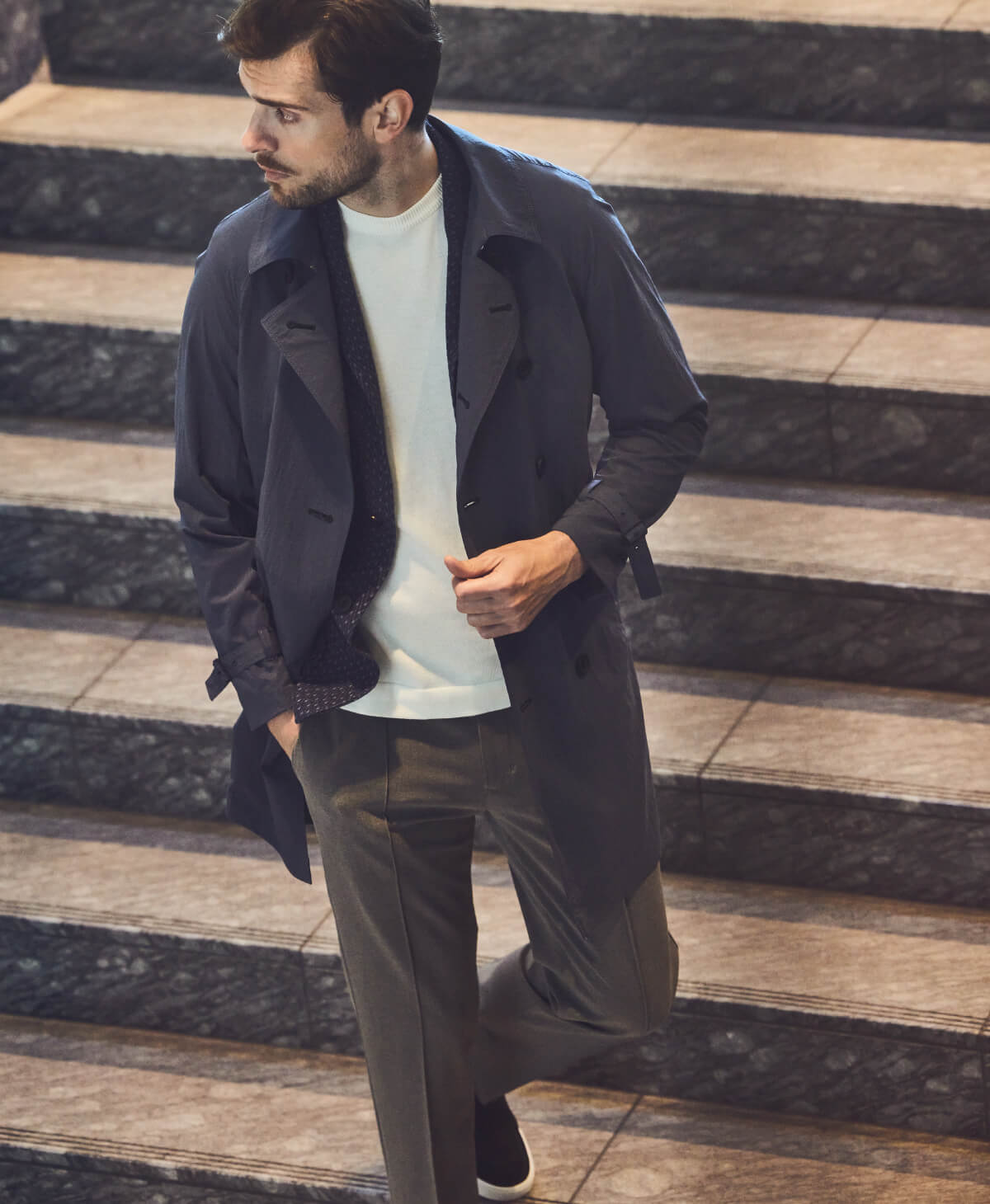 SHIN 　AOURE アウール　濃紺　ダブル トレンチコート URBAN MILITRY STYLE | AOURE（アウール）公式サイト